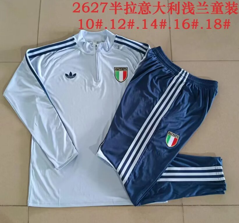 Kids Italy 26/27 Tracksuit - White/Navy Blue